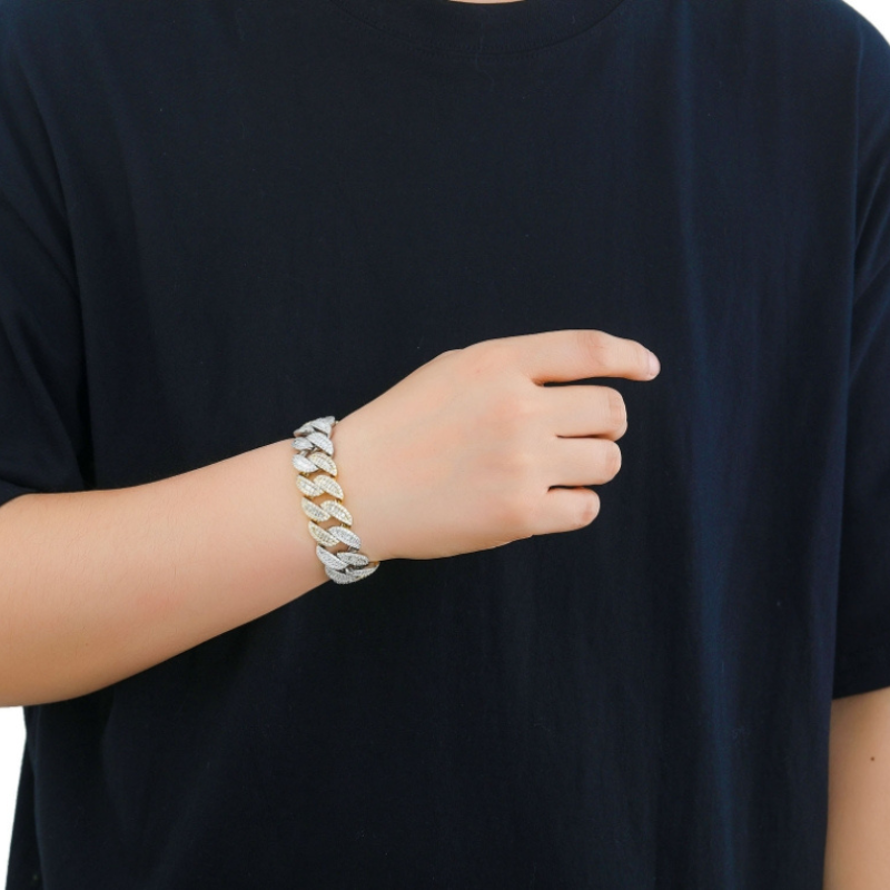 20mm T Square Ice Out Diamond Cuban Bracelet