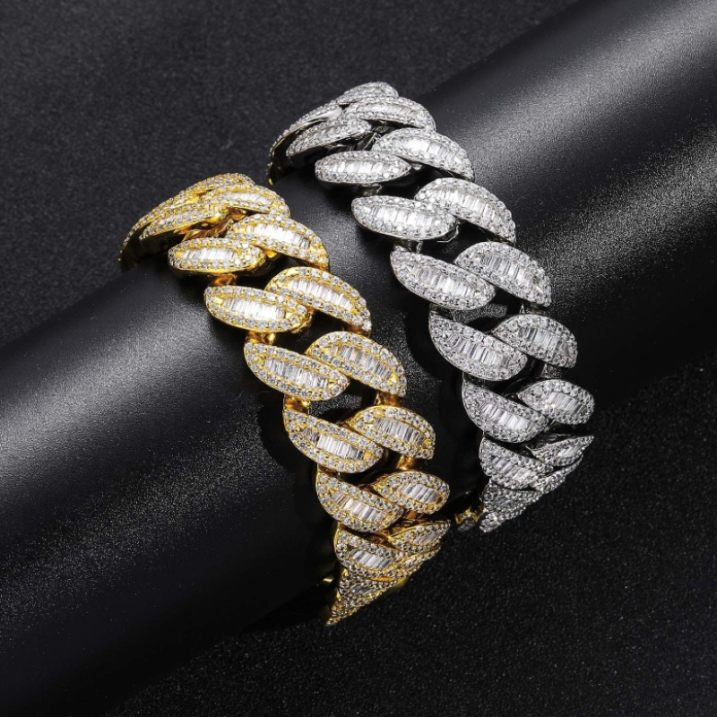 20mm T Square Ice Out Diamond Cuban Bracelet