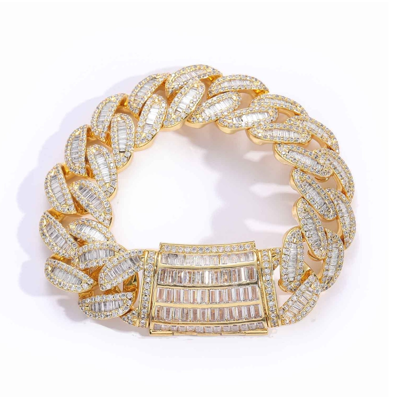 20mm T Square Ice Out Diamond Cuban Bracelet