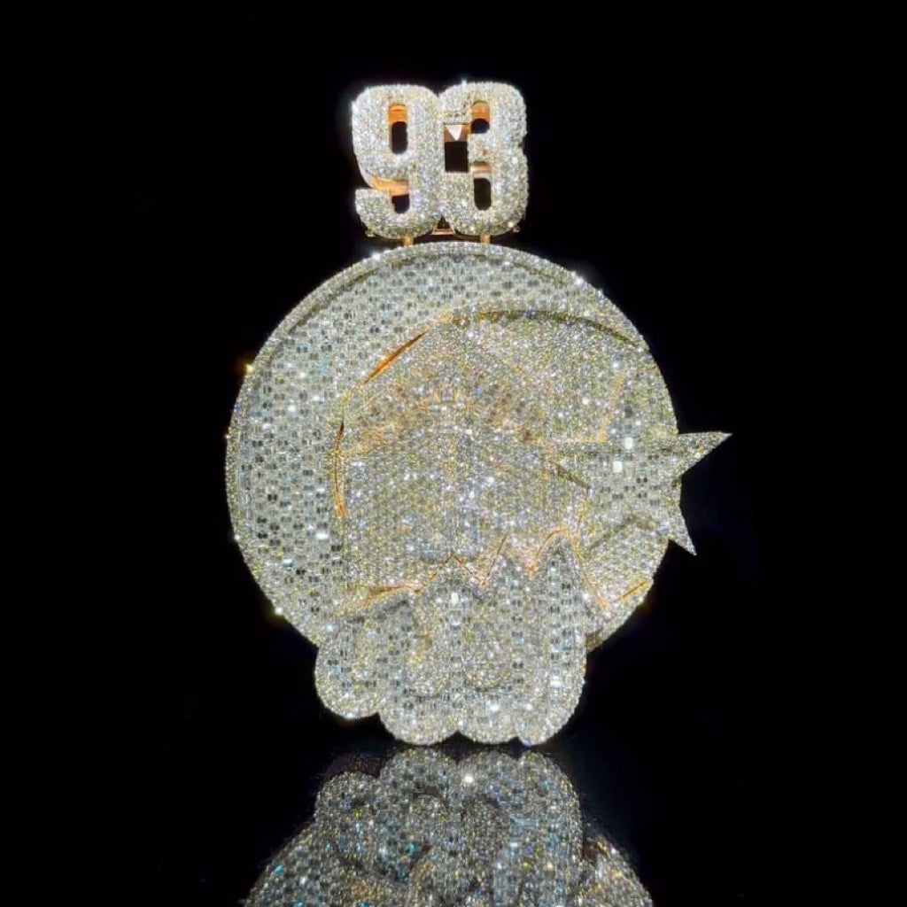 Custom Moissanite ALLAH Number 3D Pendant Smaller Version