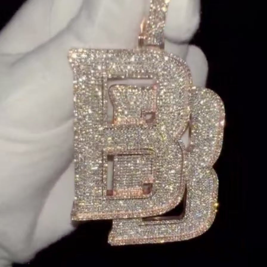 Moissanite Double B Overlapping Letter Pendant