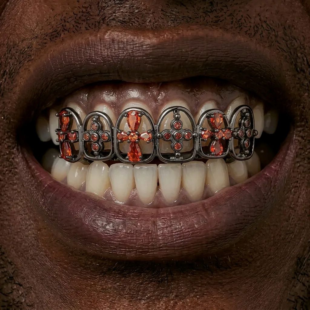 Red Stone Cross Grillz