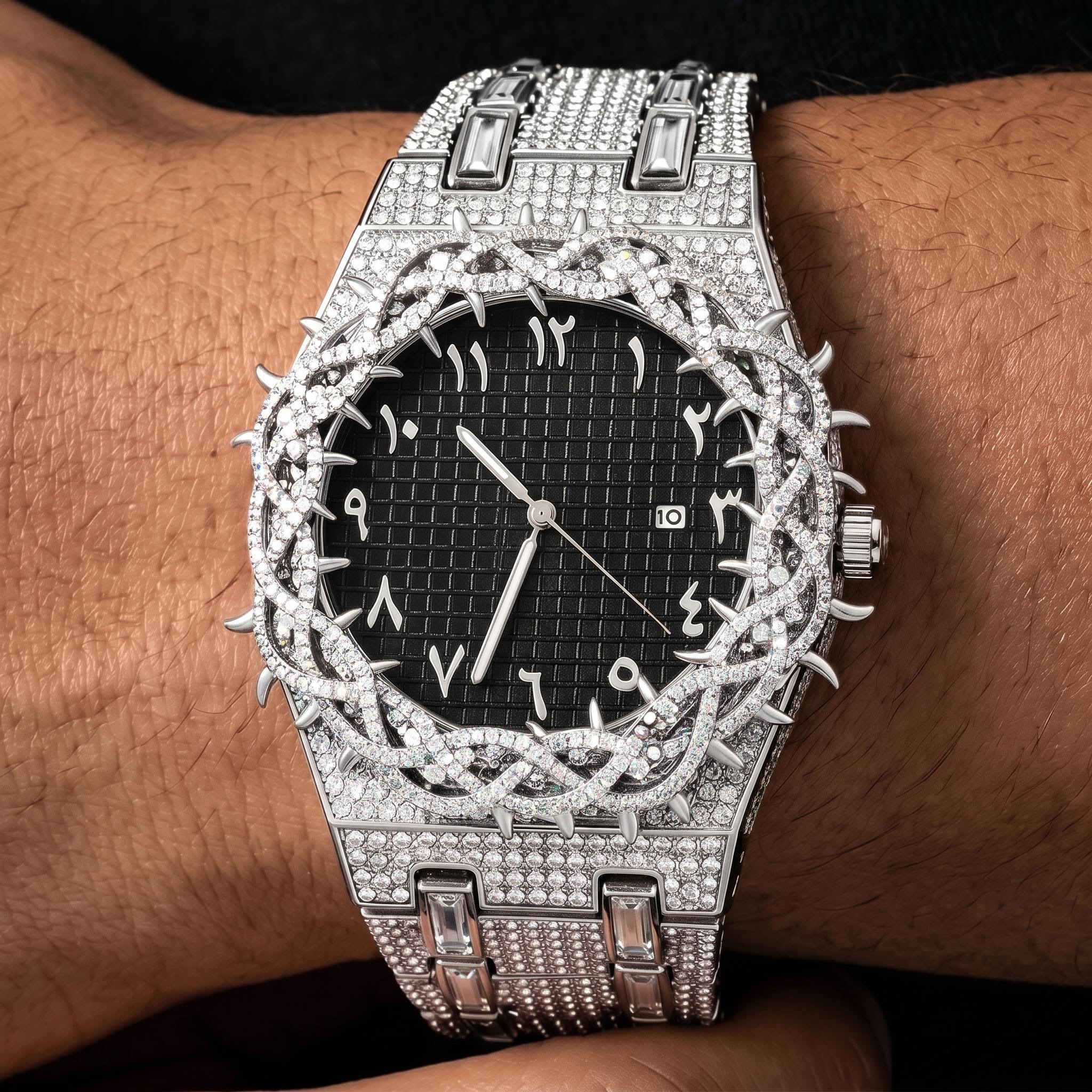 Iced Thorn Bezel Black Dial Watch