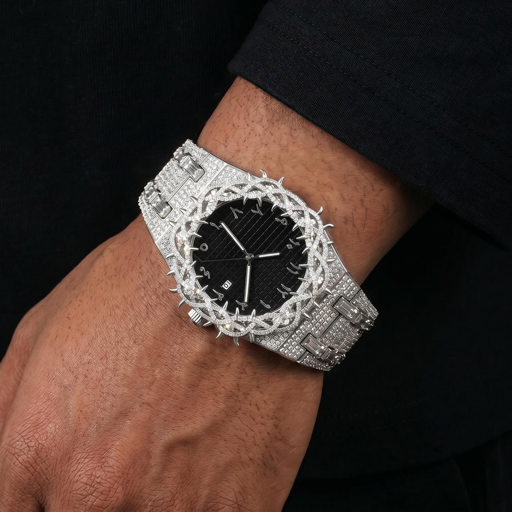 Iced Thorn Bezel Black Dial Watch