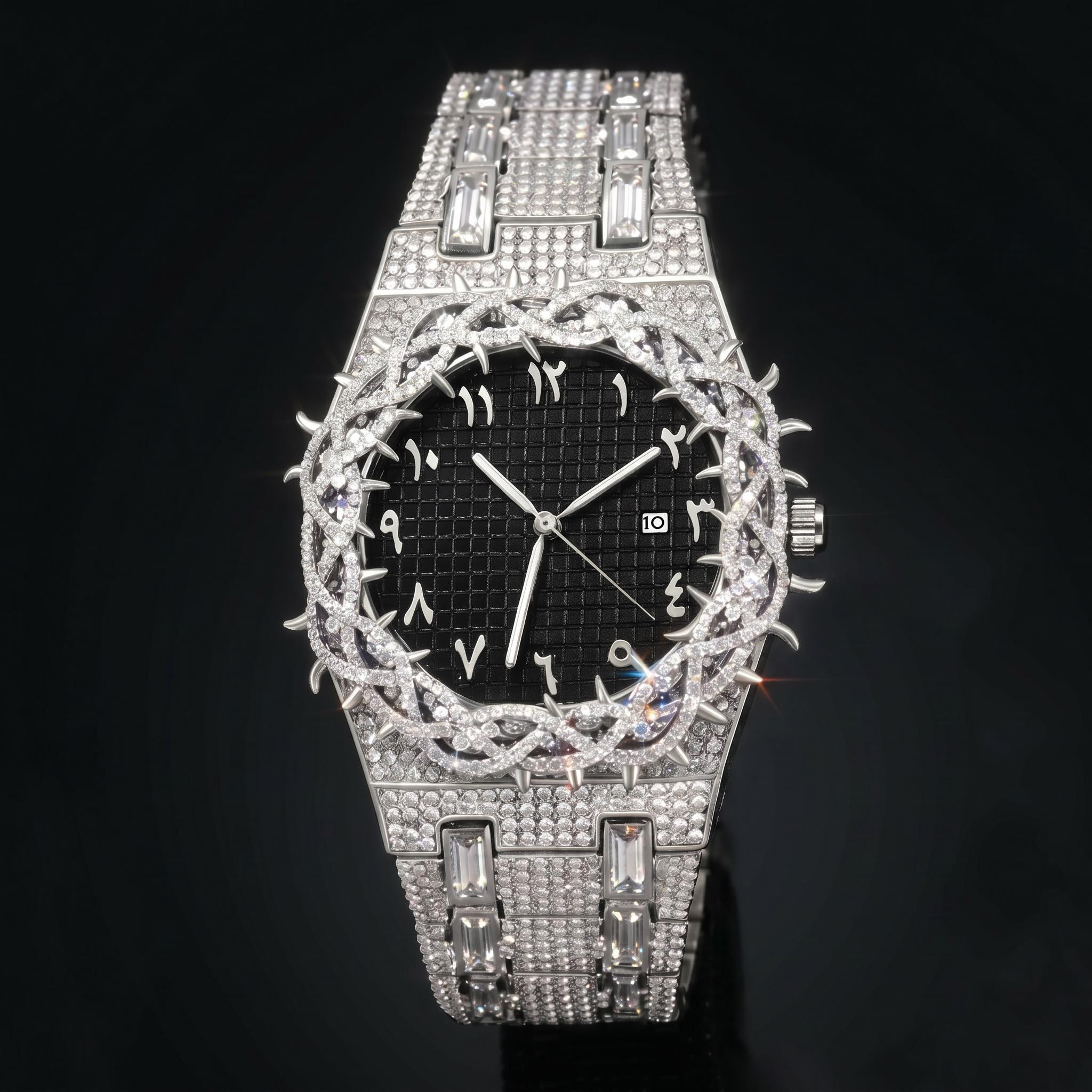 Iced Thorn Bezel Black Dial Watch