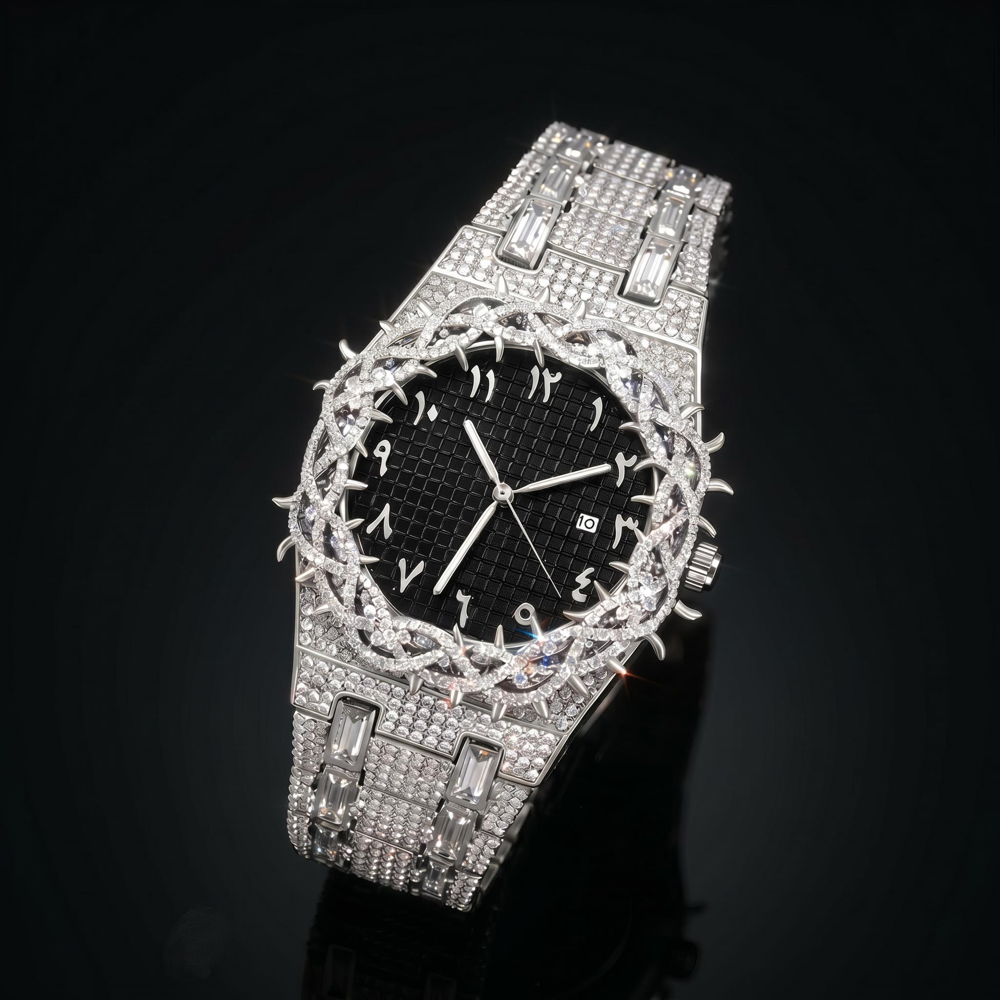 Iced Thorn Bezel Black Dial Watch