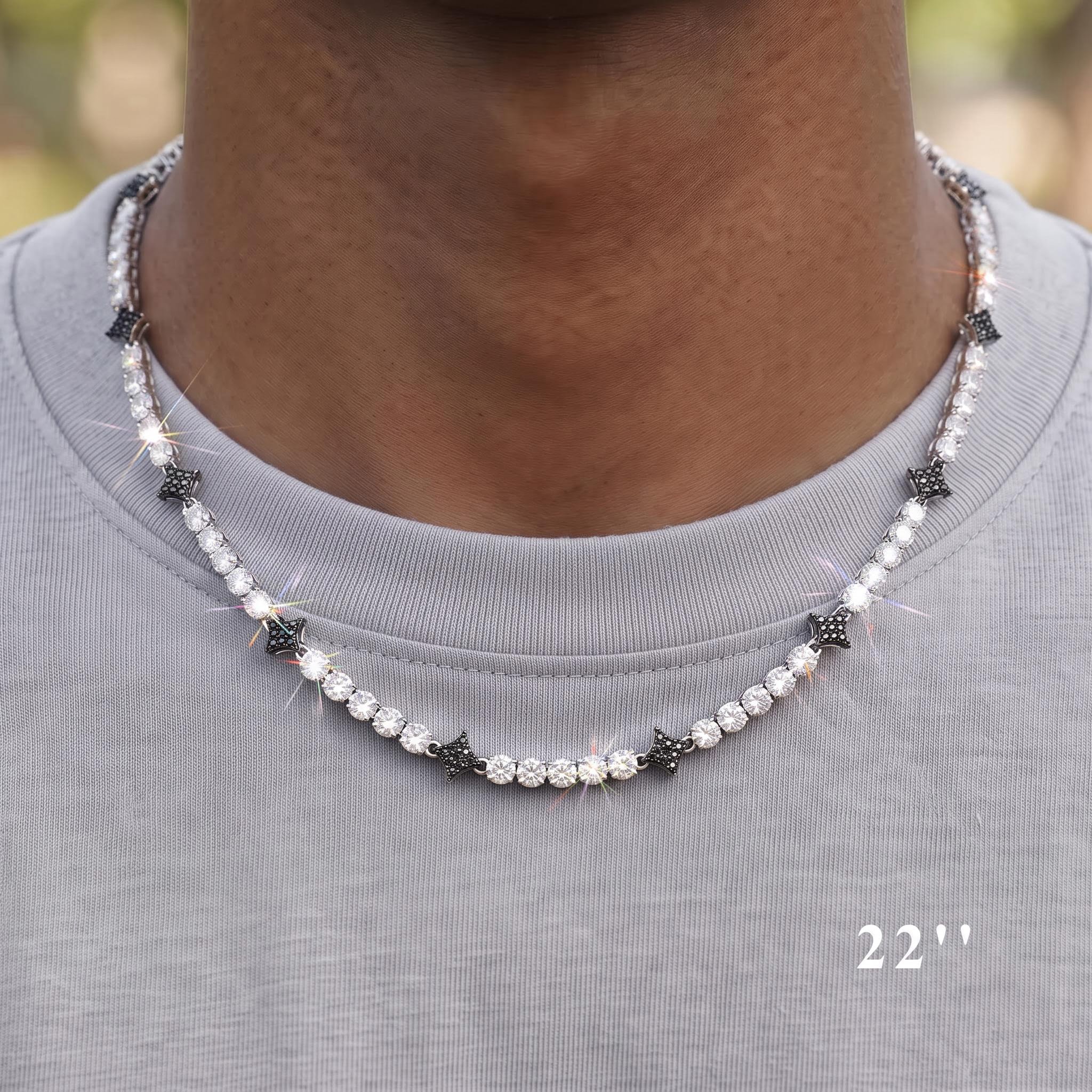Iced Out Black Star Tennis Chain