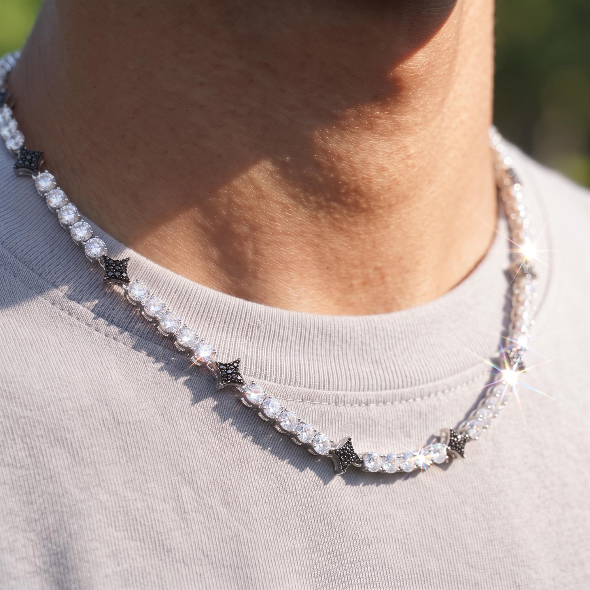 Iced Out Black Star Tennis Chain