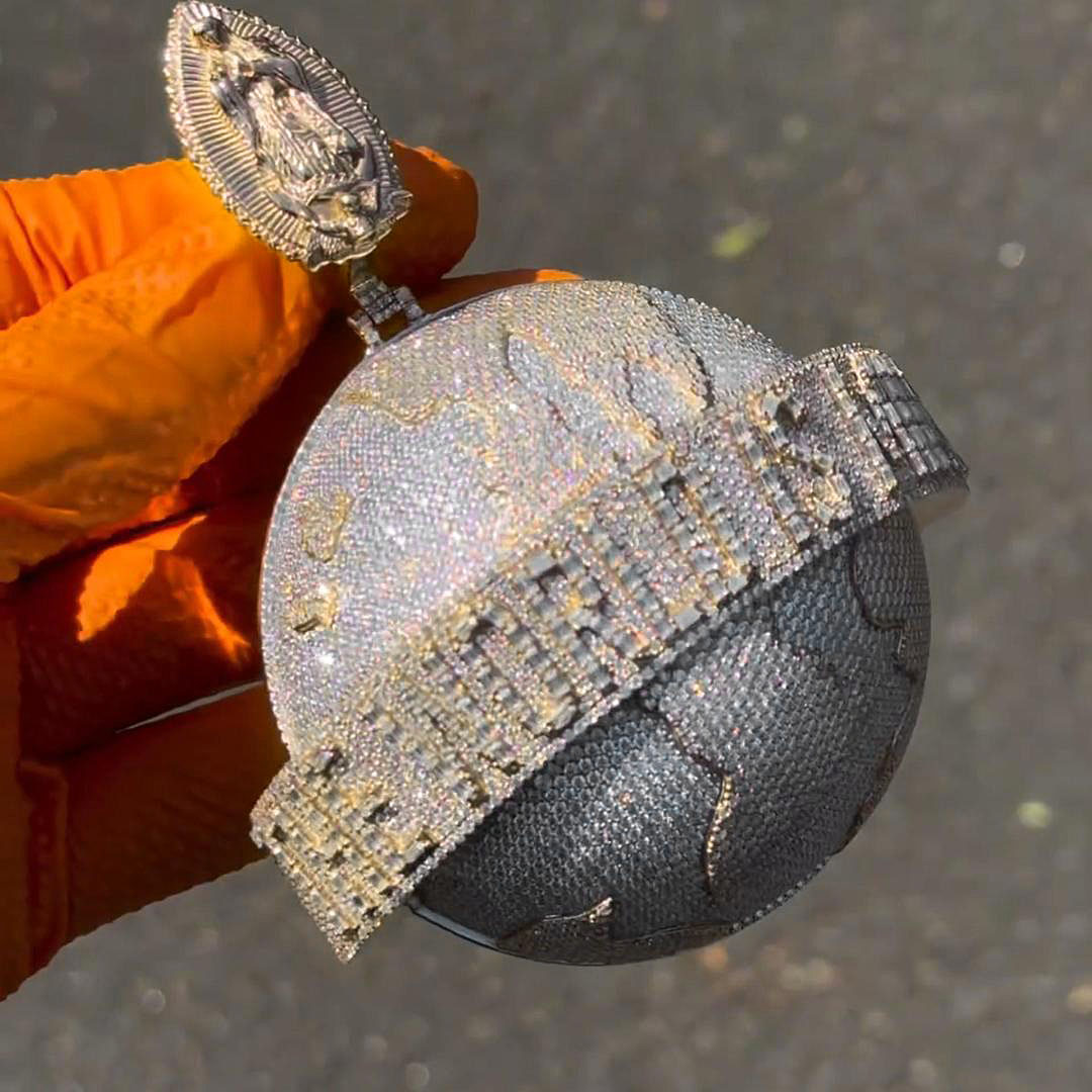Moissanite "The World is Mine" Global Pendant Smaller Version