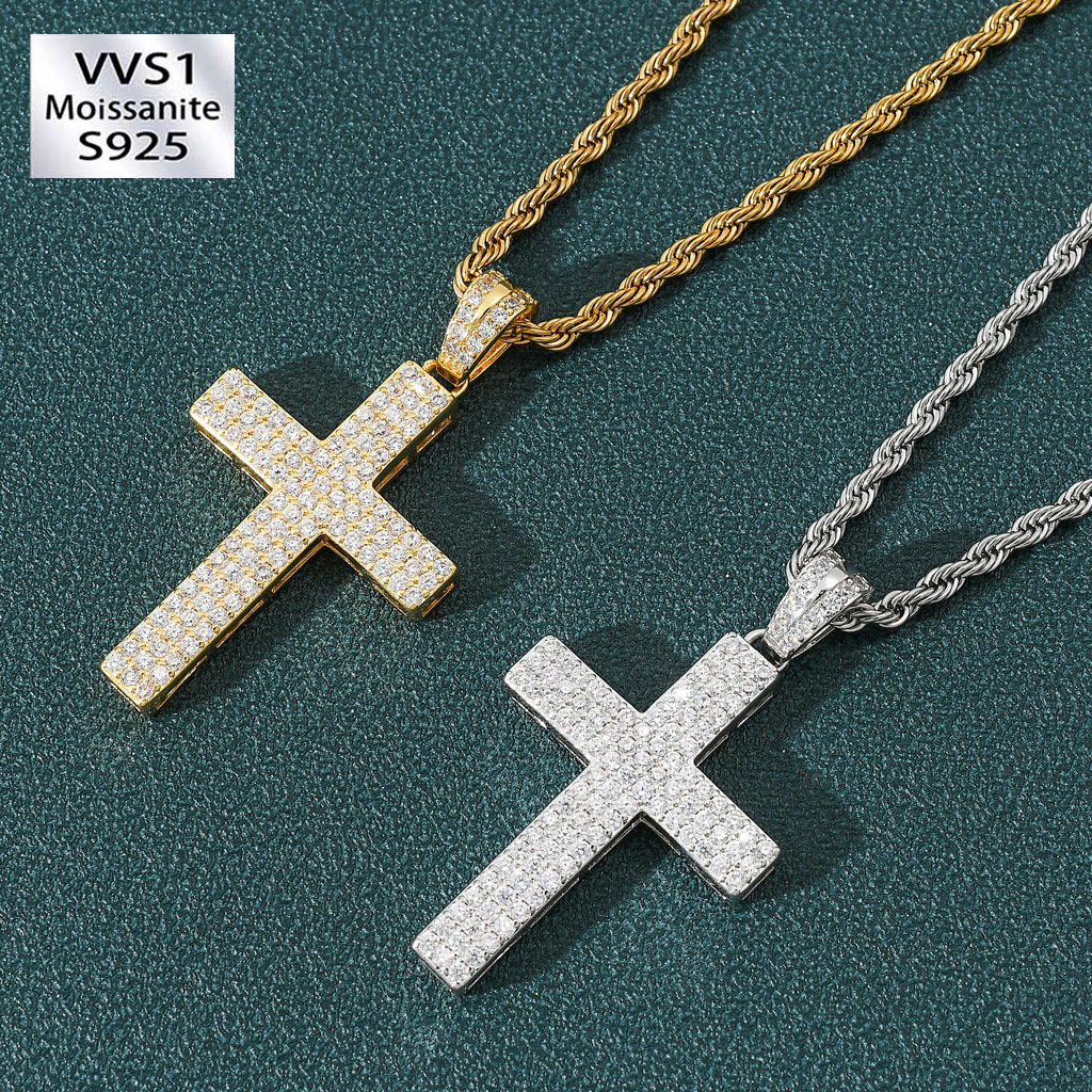 Moissanite Cross Pendant Set