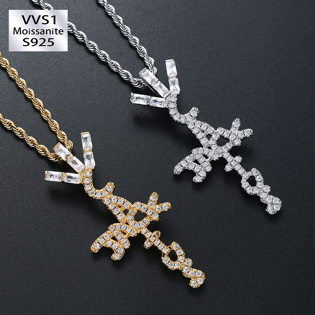 Moissanite Cross Pendant Set