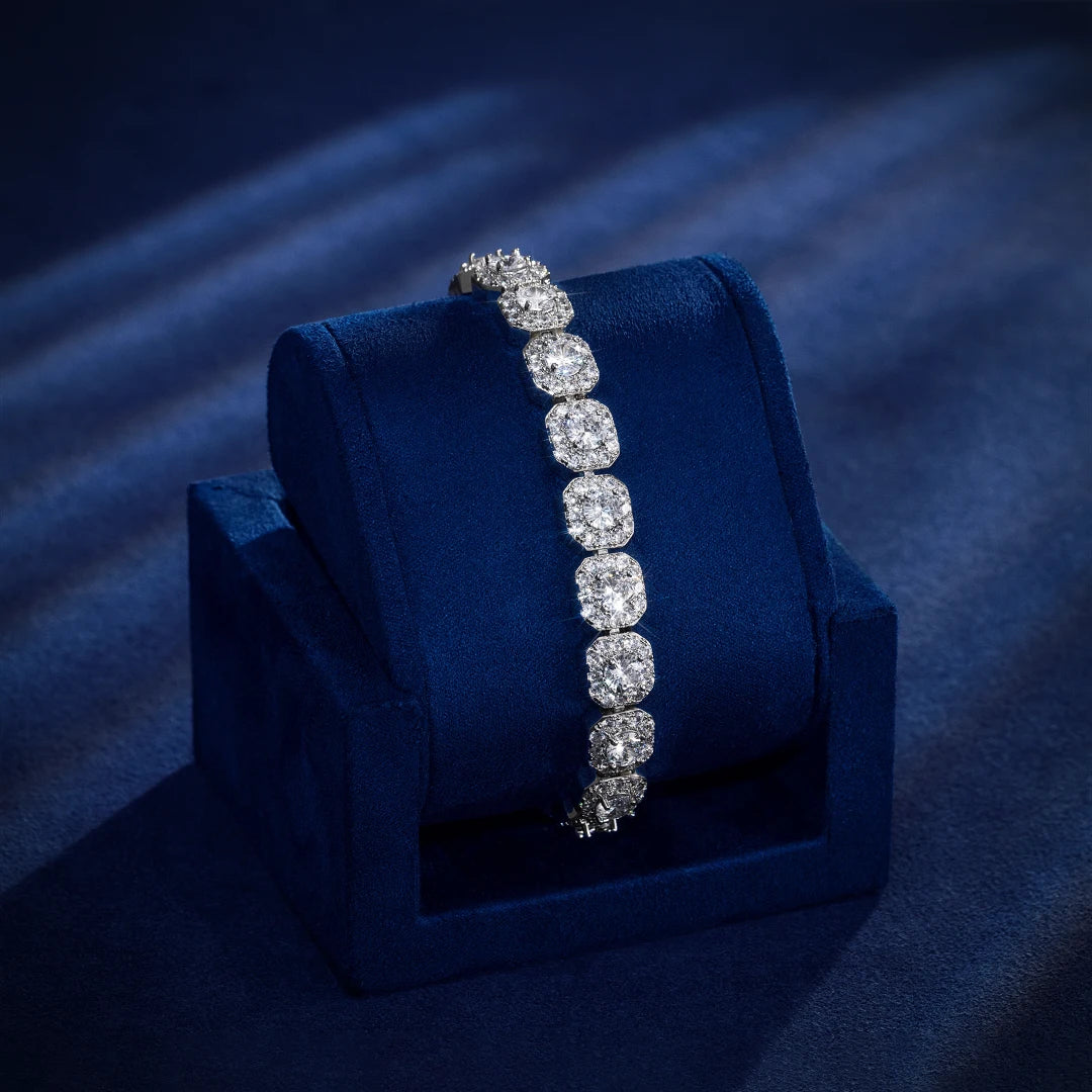 S925 Moissanite 10mm Clustered Tennis Bracelet