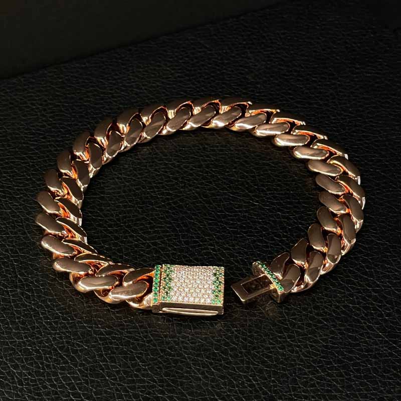 12mm Moissanite Miami Cuban 14K Bracelet