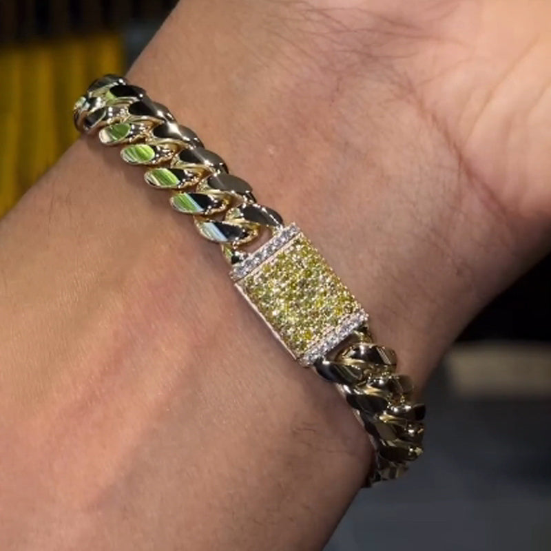 12mm Moissanite Miami Cuban 14K Bracelet