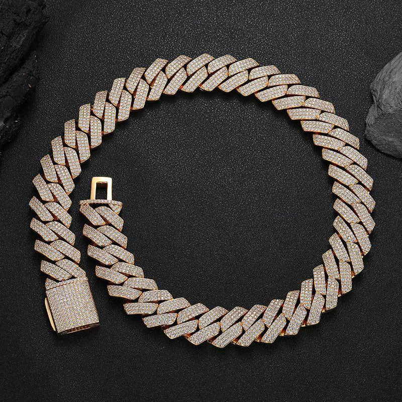 25mm Hip Hop Three Row Diamond Cuban Chain