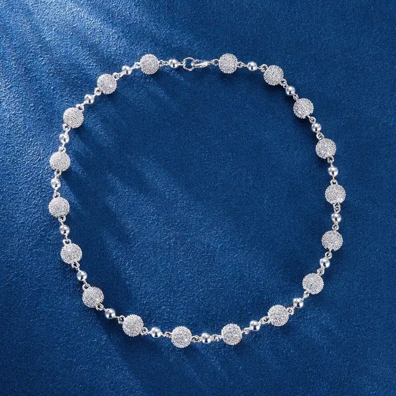 10mm Moissanite Hip Hop Ball Bracelet or Chain