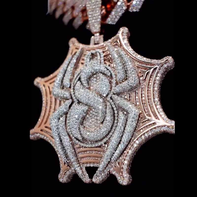 Moissanite Figure 8 Design Spider Web Pendant