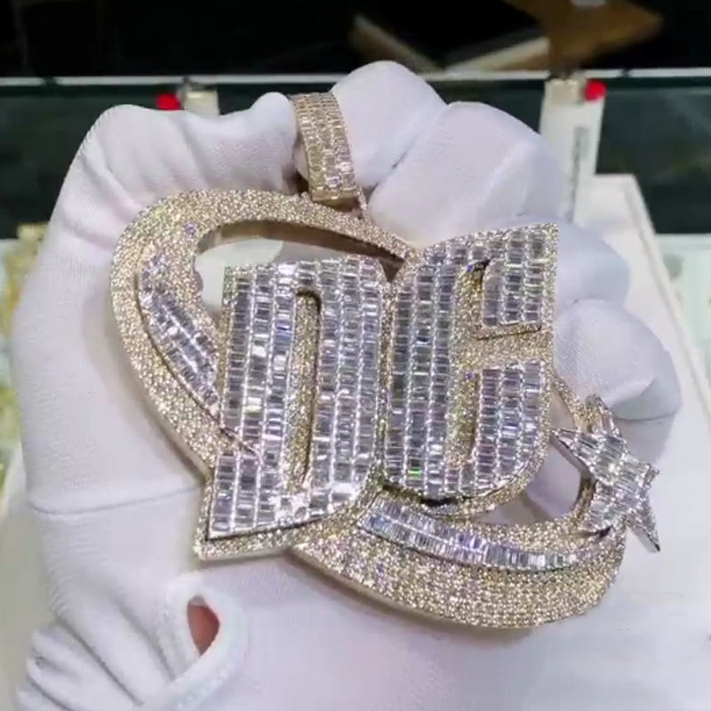 Moissanite Planet Circled DC Letter Pendant