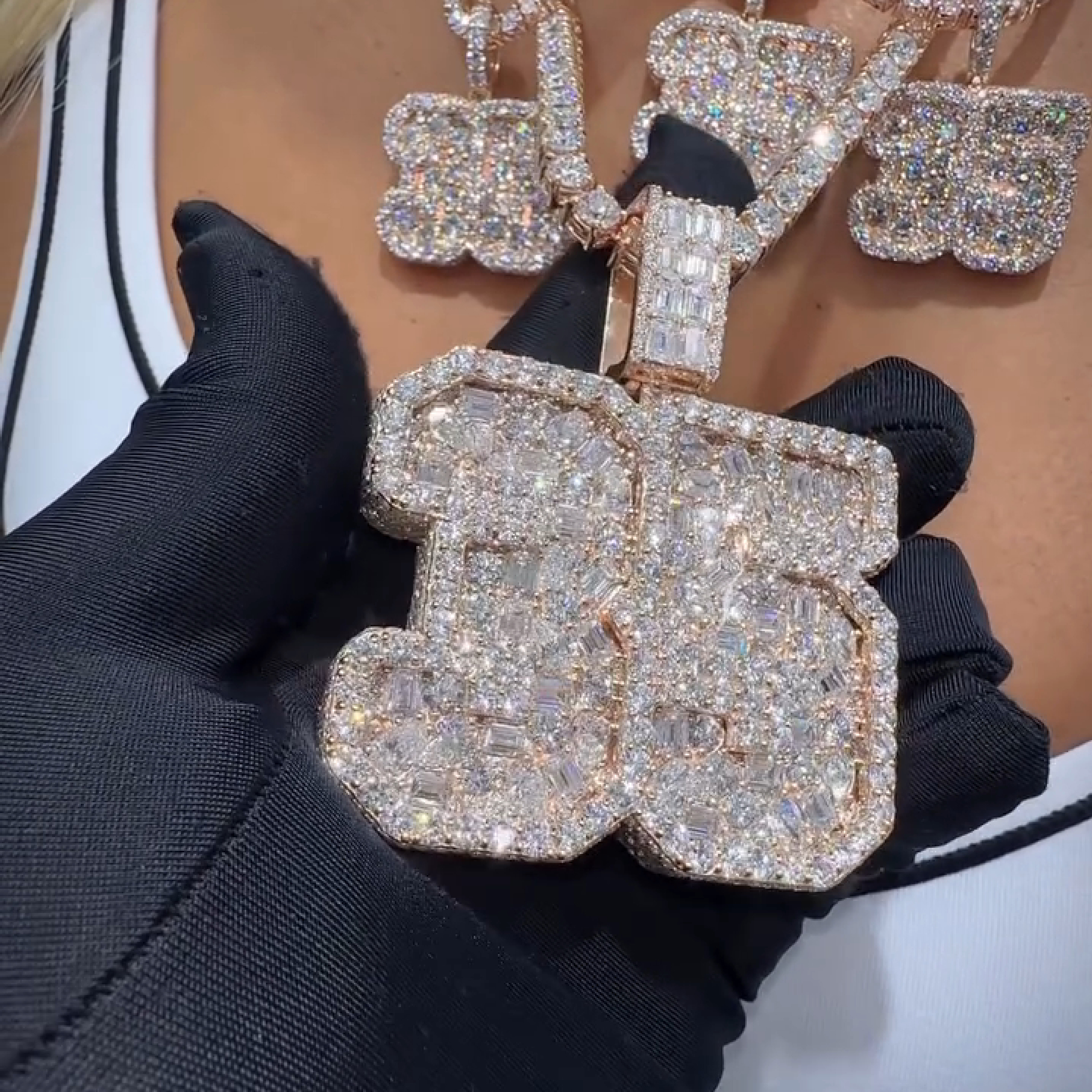 Iced Number “35” Baguette Cut Diamond Pendant