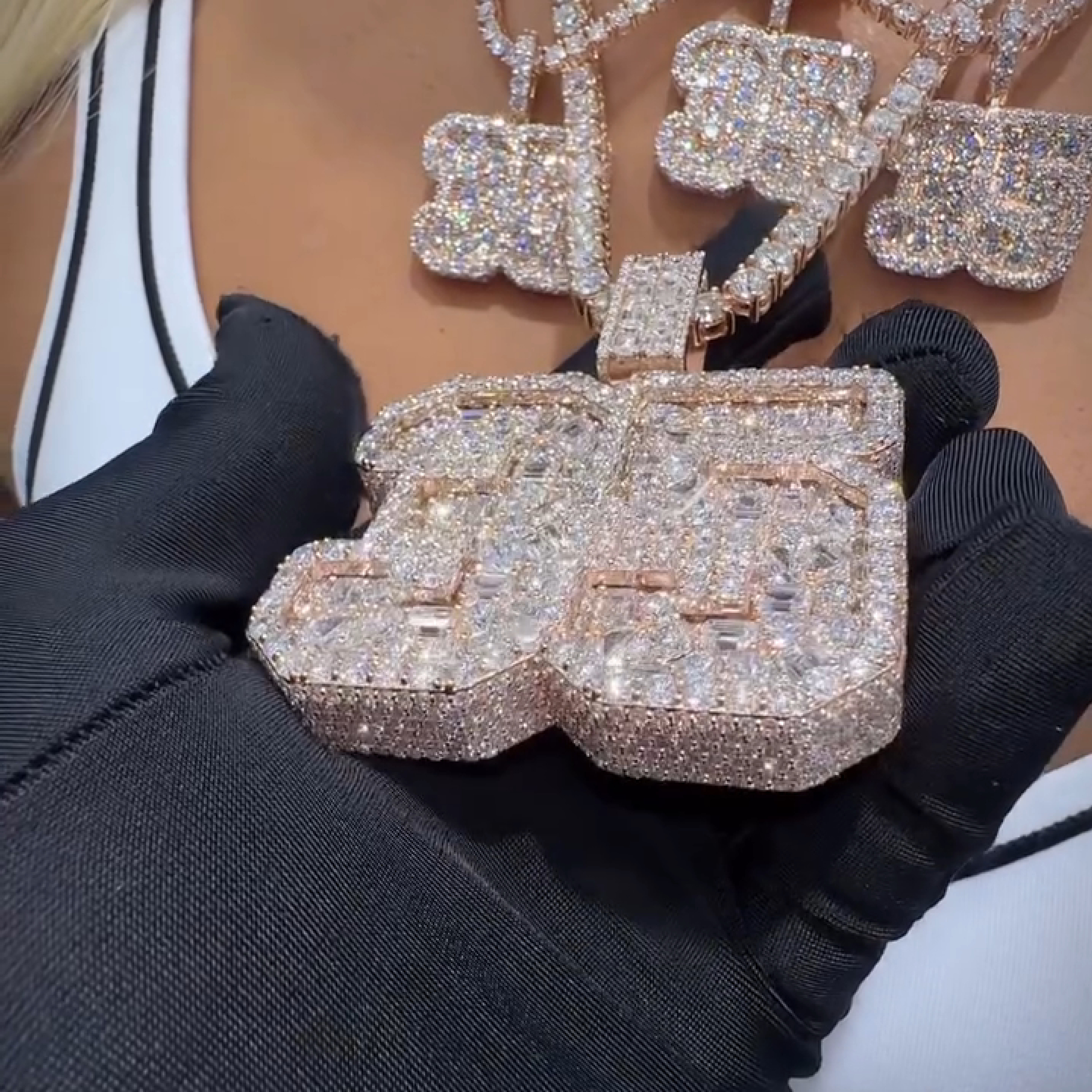 Iced Number “35” Baguette Cut Diamond Pendant