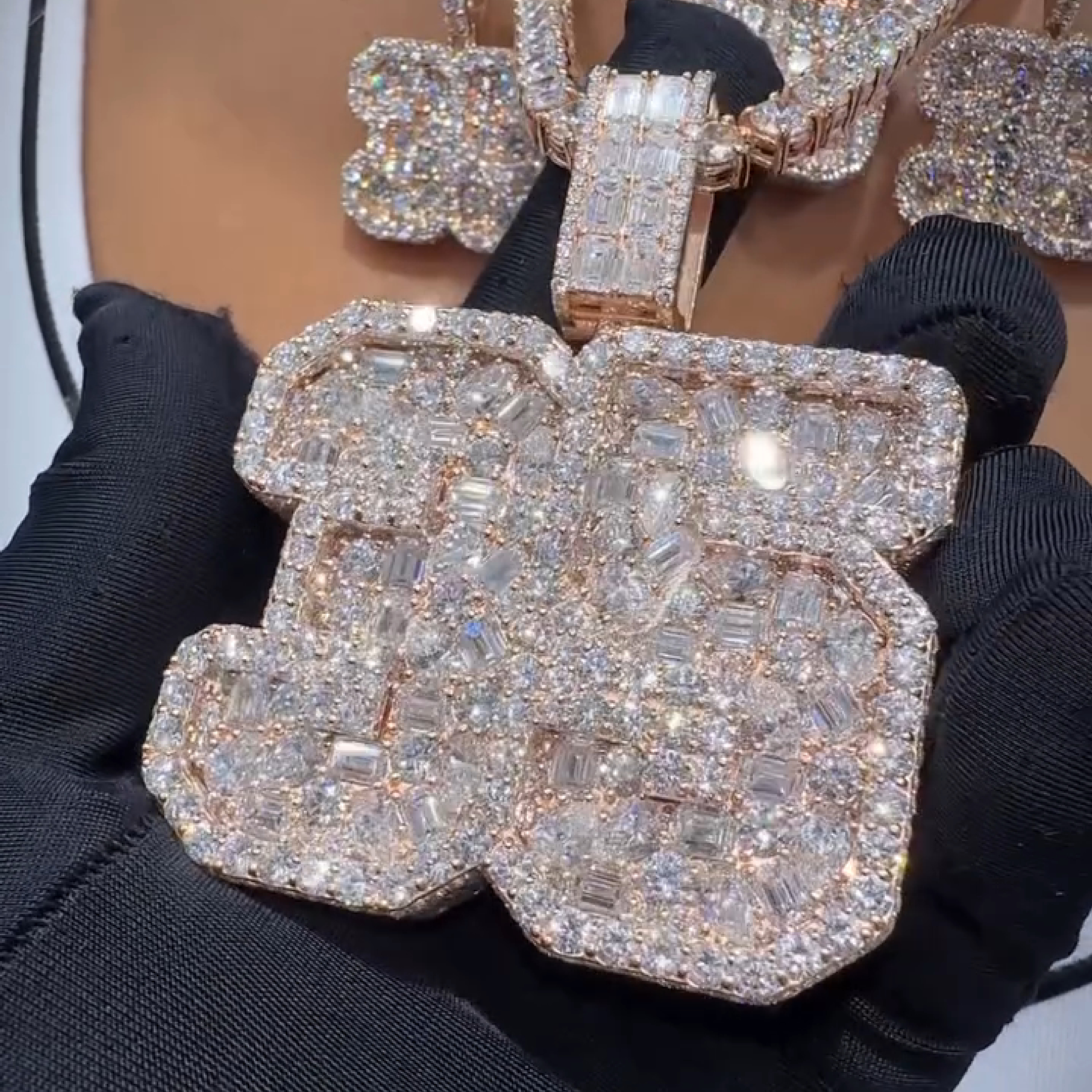 Iced Number “35” Baguette Cut Diamond Pendant