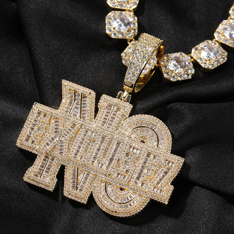 Moissanite "NO EXCUSEZ" Letter Pendant