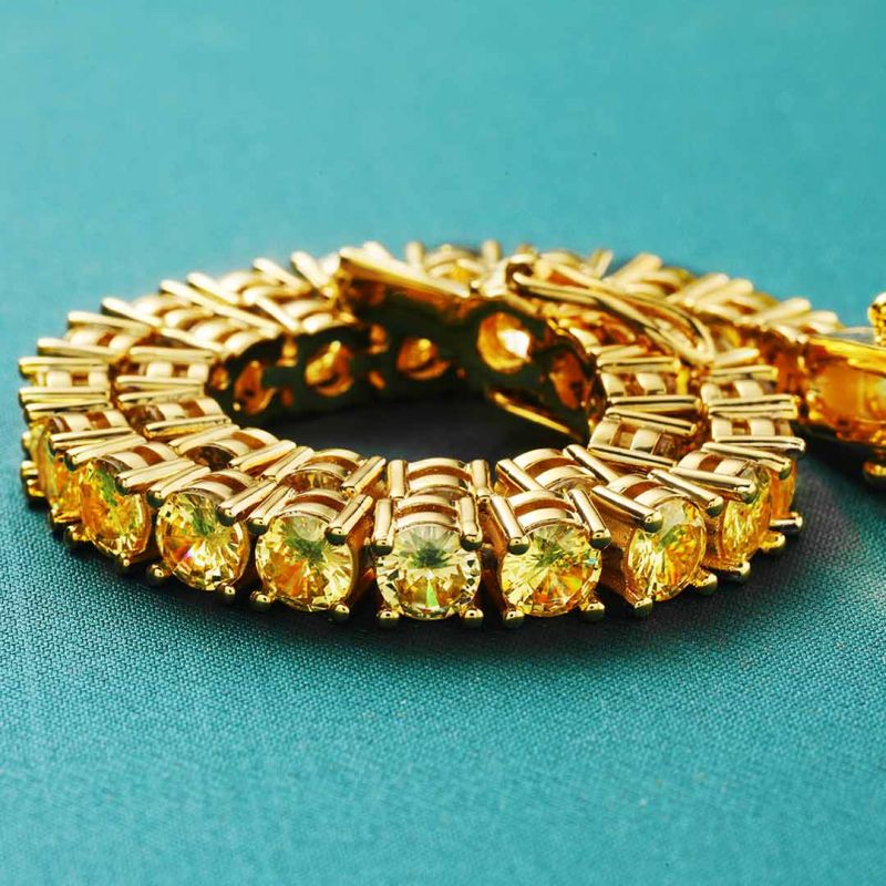 5mm Fancy Yellow Moissanite Tennis Bracelet in Gold
