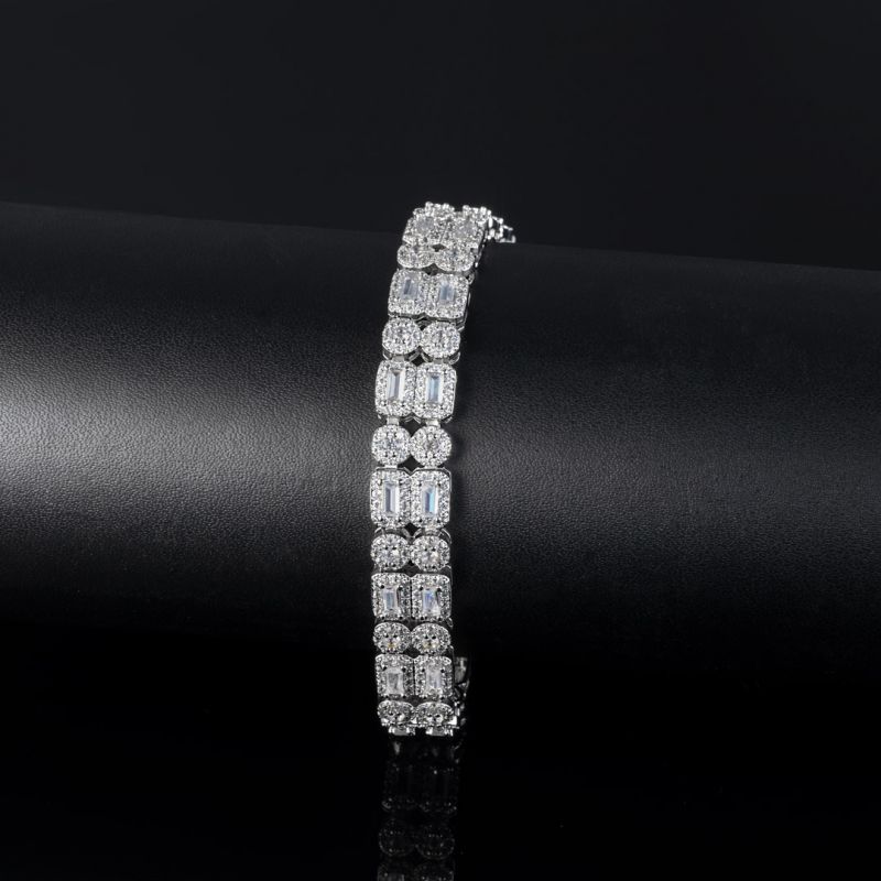 Iced Baguette Double Row Moissanite Tennis Bracelet