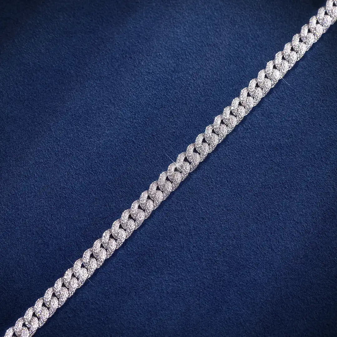 8mm Moissanite Cuban Link Chain in White Gold