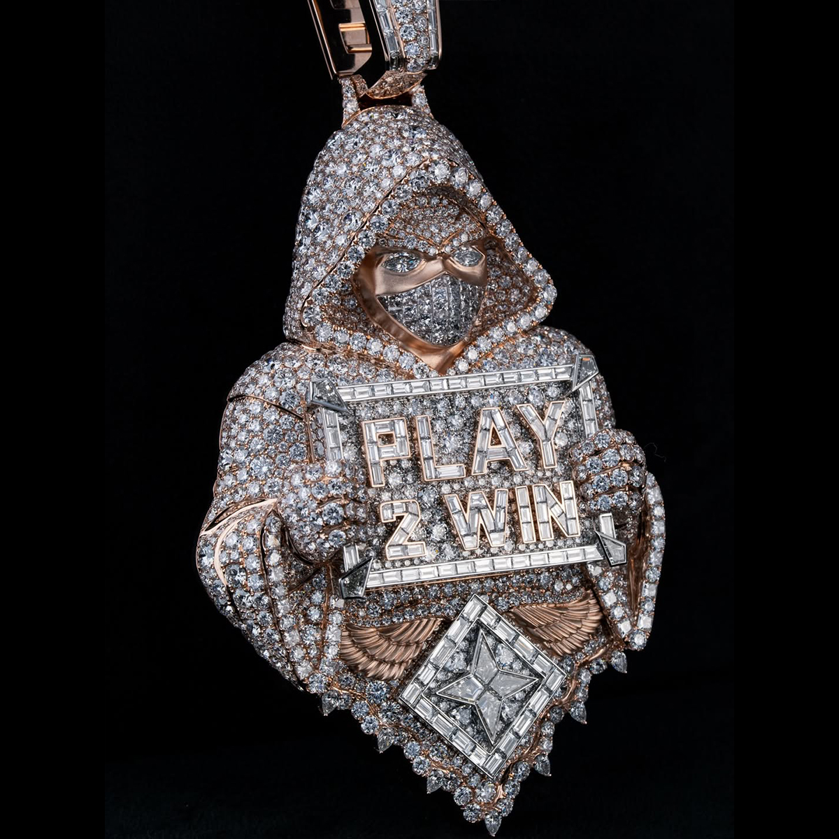 Hooded Figure “Play 2 Win” Pendant