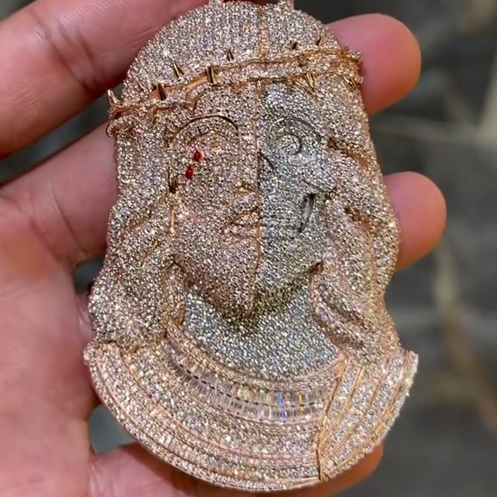 Iced-Out Half Jesus Half Skull Pendant