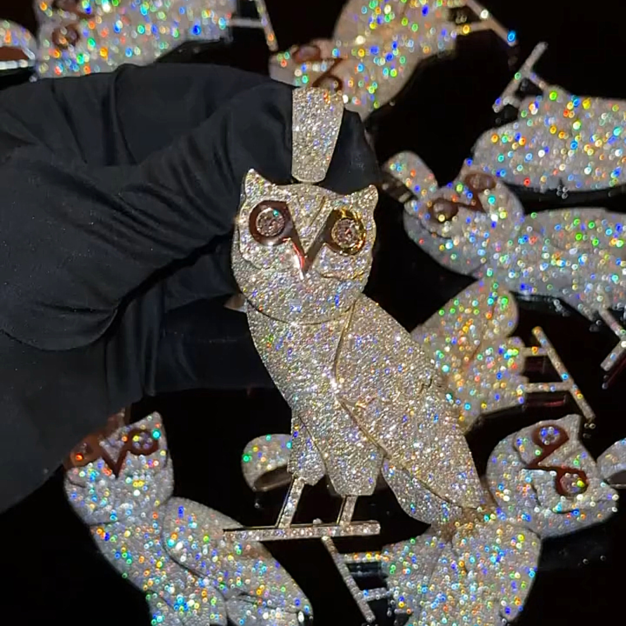 gold Iceman owl pendant front view premium streetwear jewelry design