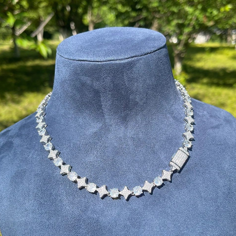 Moissanite Sparkling Star Diamond Tennis Chain