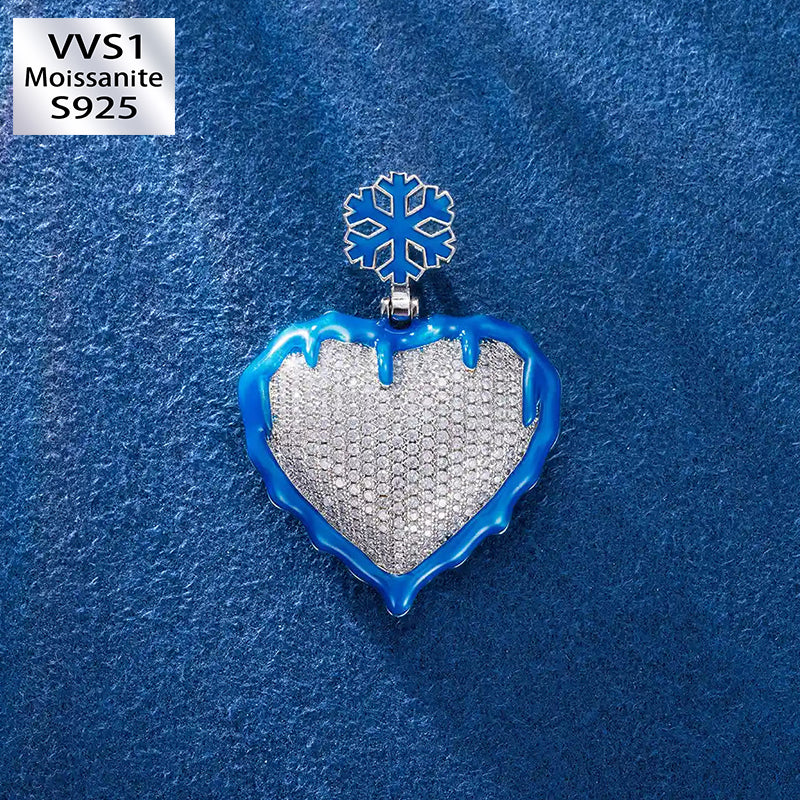 Glow in Dark Frozen Heart Moissanite Pendant