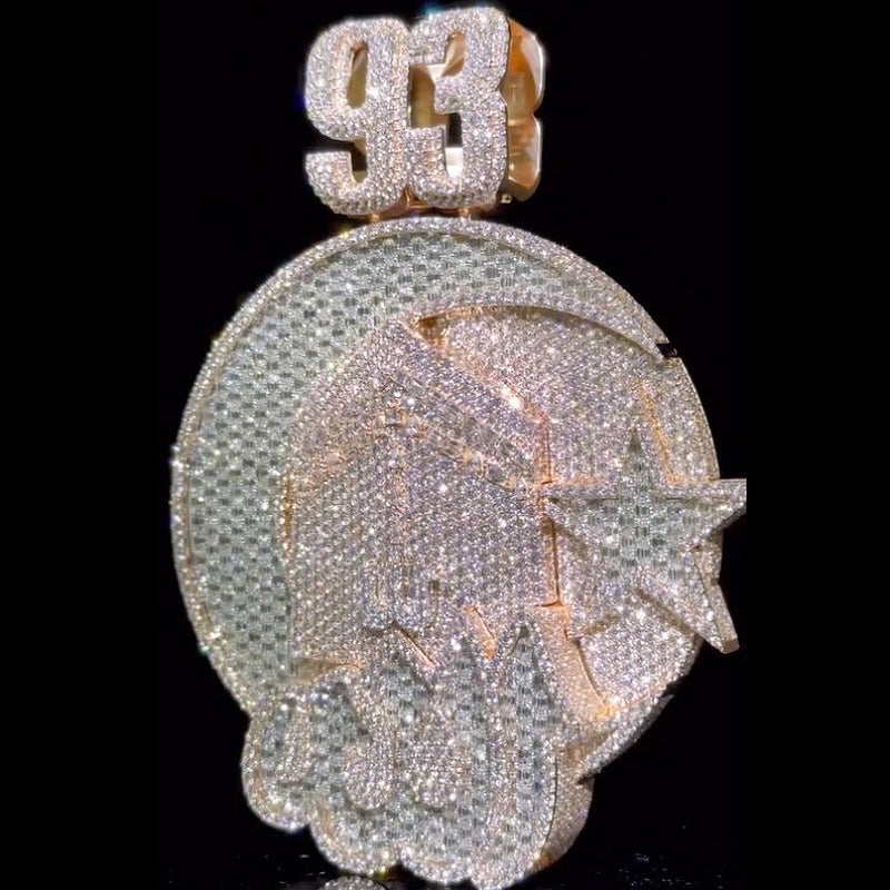 Custom Moissanite ALLAH Number 3D Pendant Smaller Version