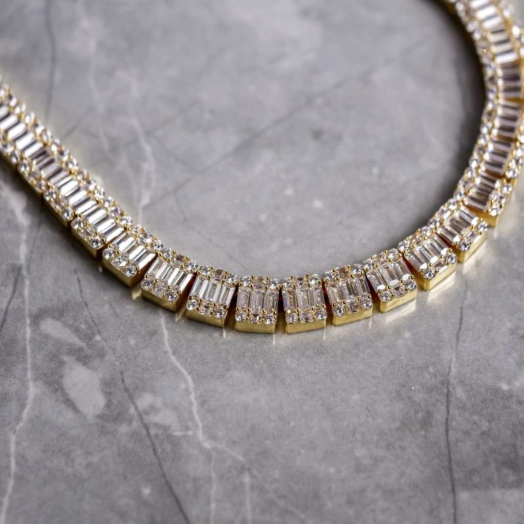 12mm Moissanite Tennis Baguette Chain