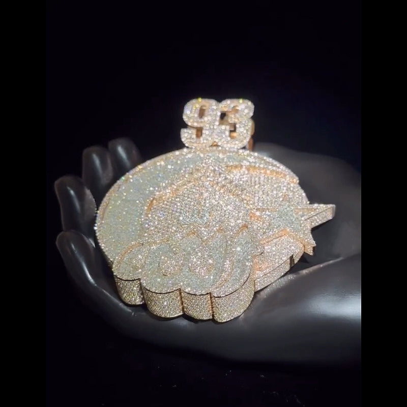 Custom Moissanite ALLAH Number 3D Pendant Smaller Version