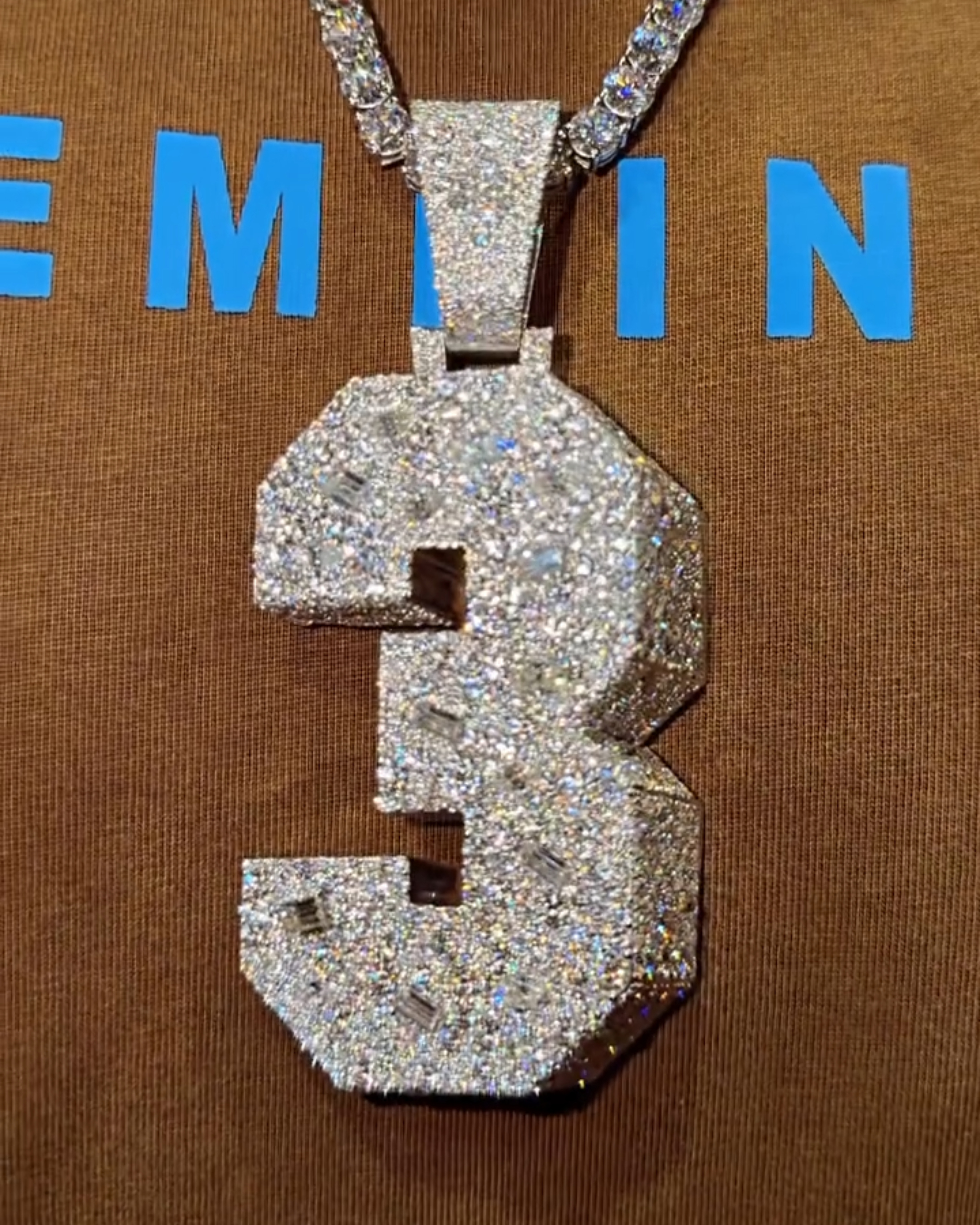 Moissanite Number 3 Pendant