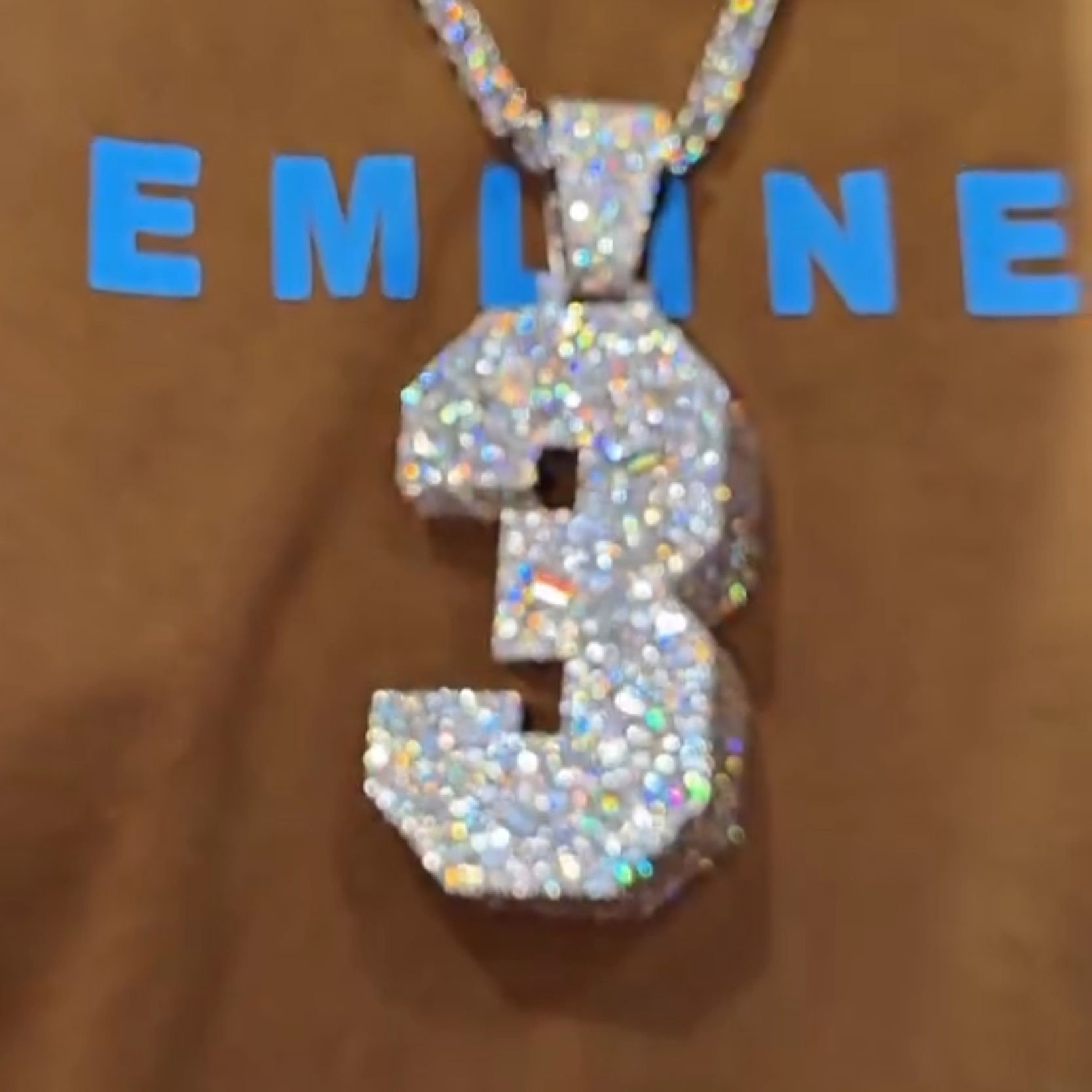 Moissanite Number 3 Pendant