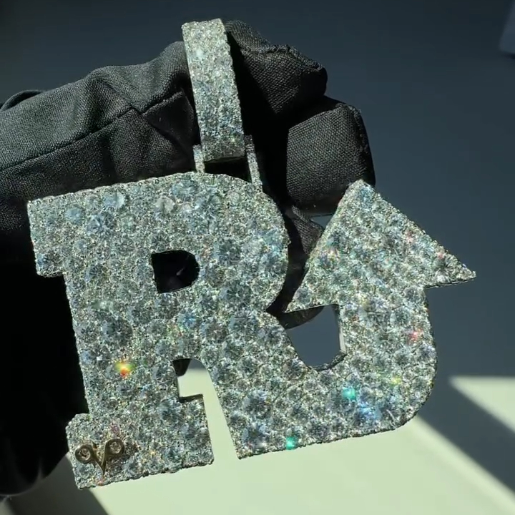 Iced Out R Initial Letter Pendant
