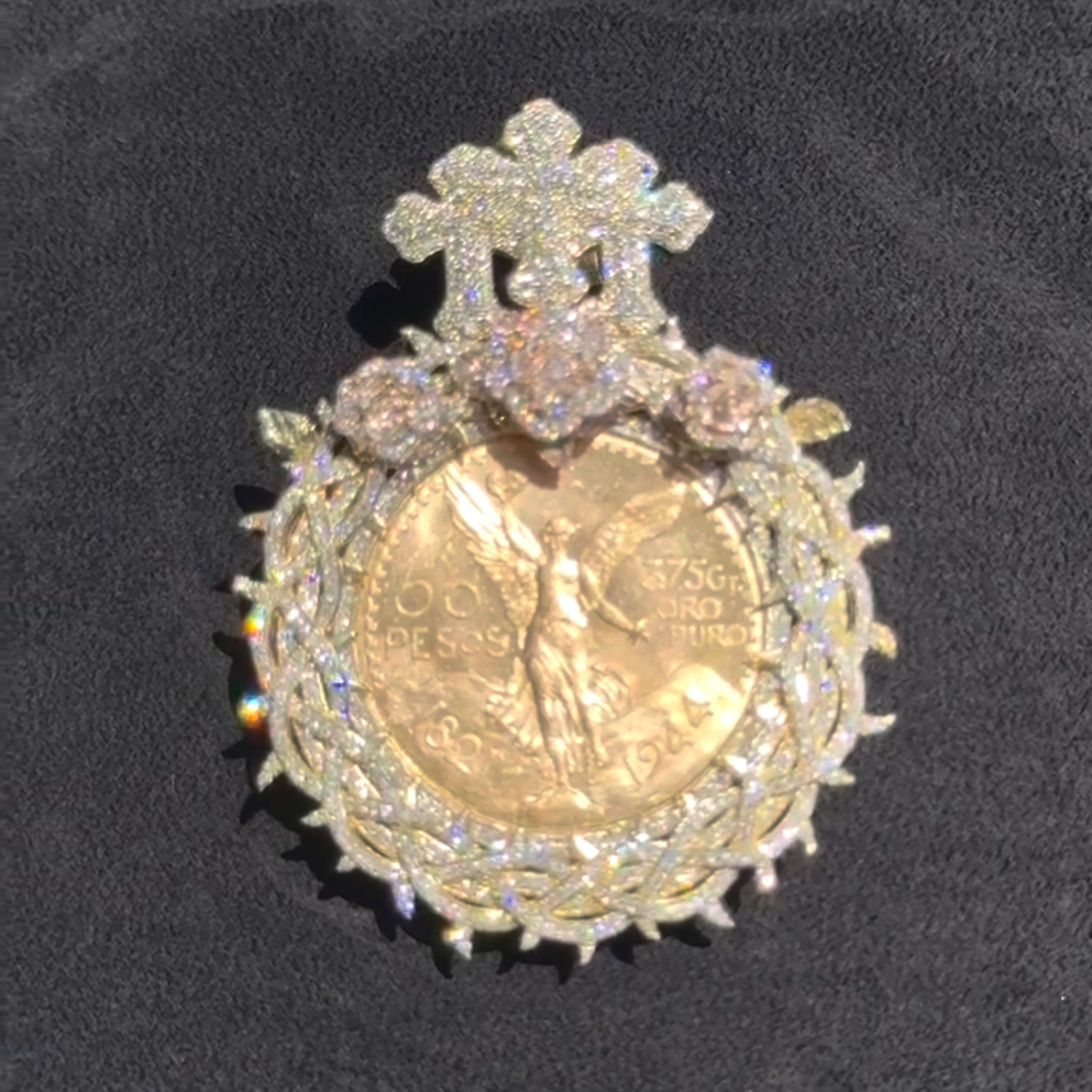 Moissanite 50 Pesos Angel Coin Pendant