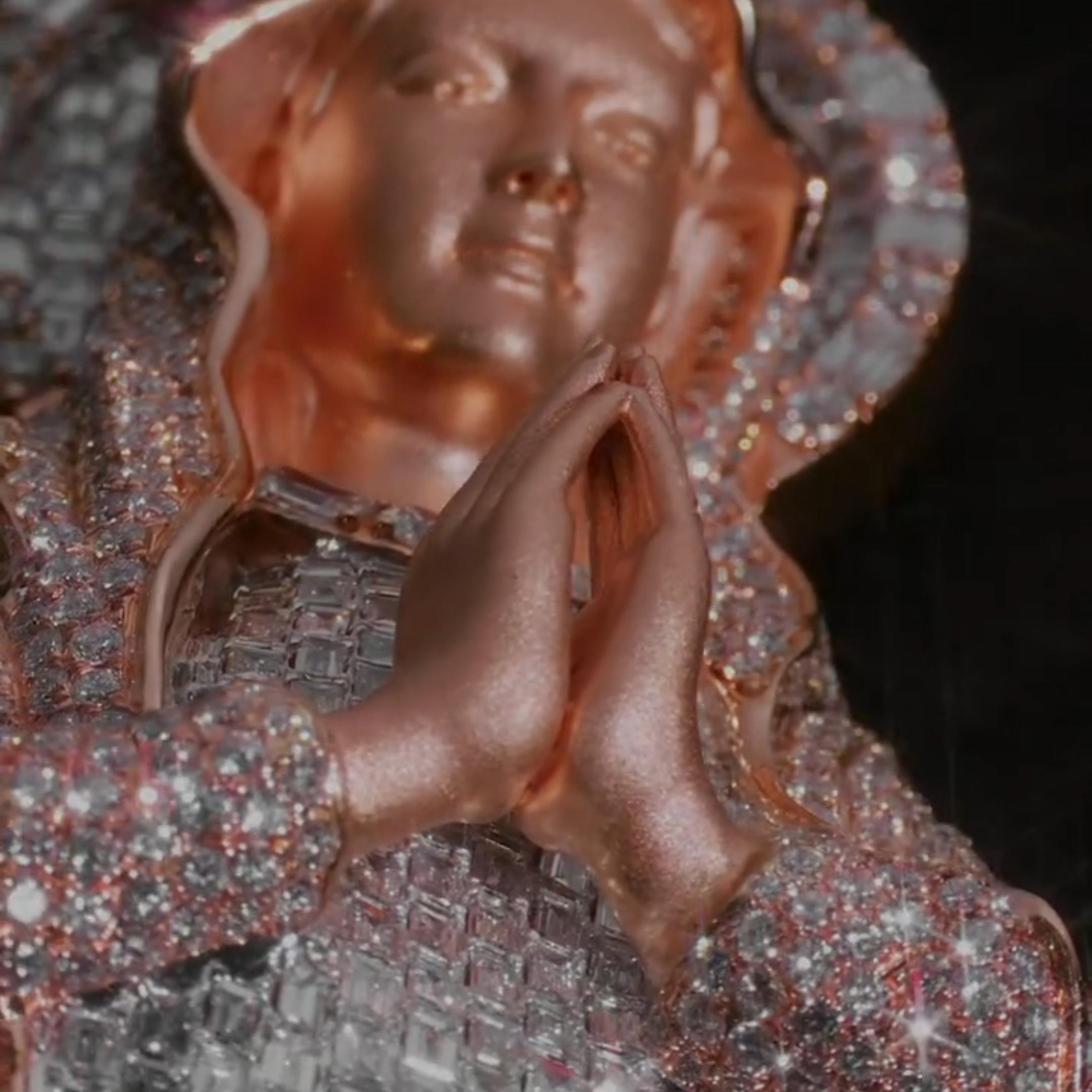 Moissanite Baguette Praying Virgin Mary Pendant