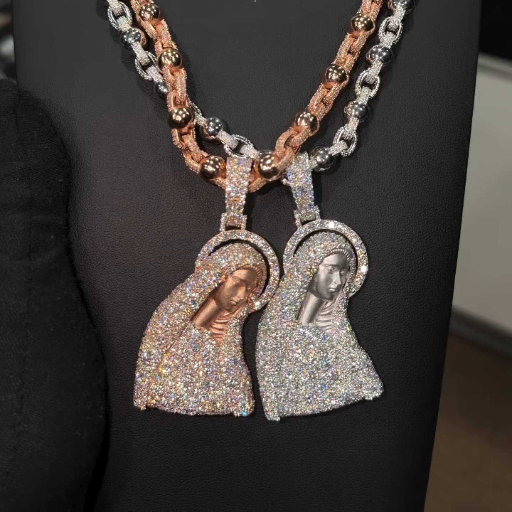 Moissanite Virgin Mary Pendant