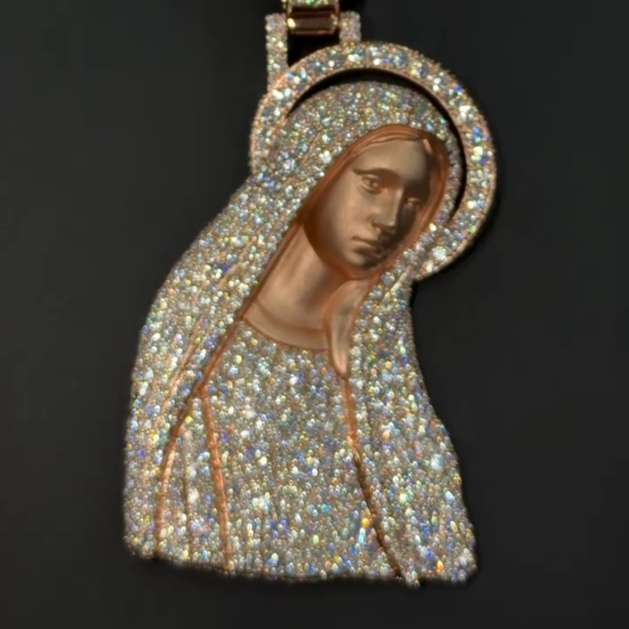 Moissanite Virgin Mary Pendant