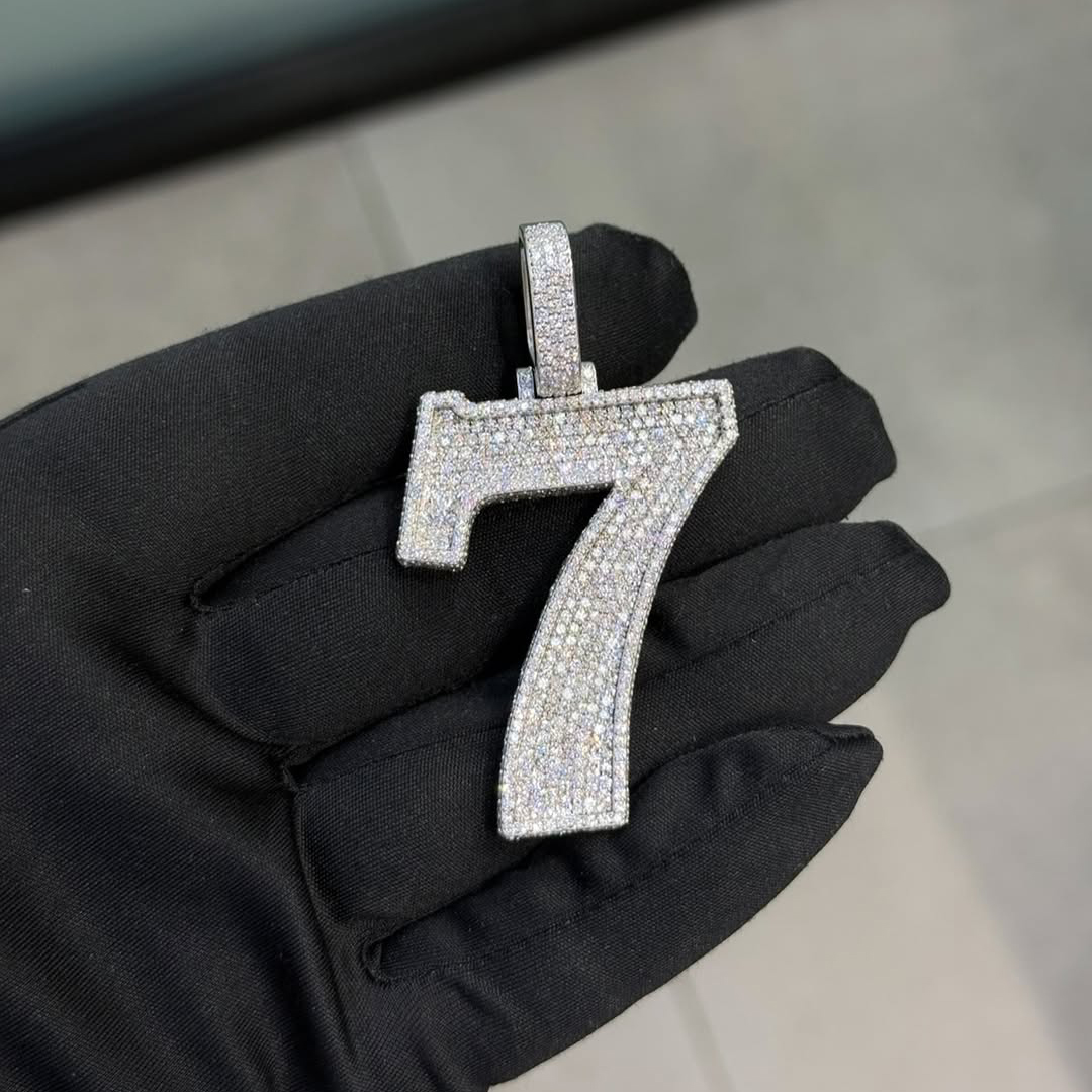 Iced Number ''7'' Diamond Pendant