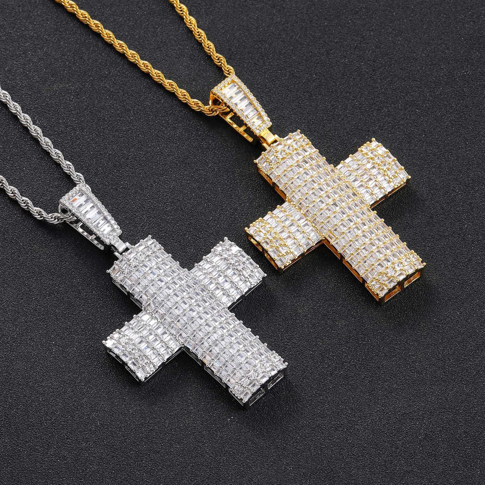 baguette cross pendant chain set full jewelry outfit display