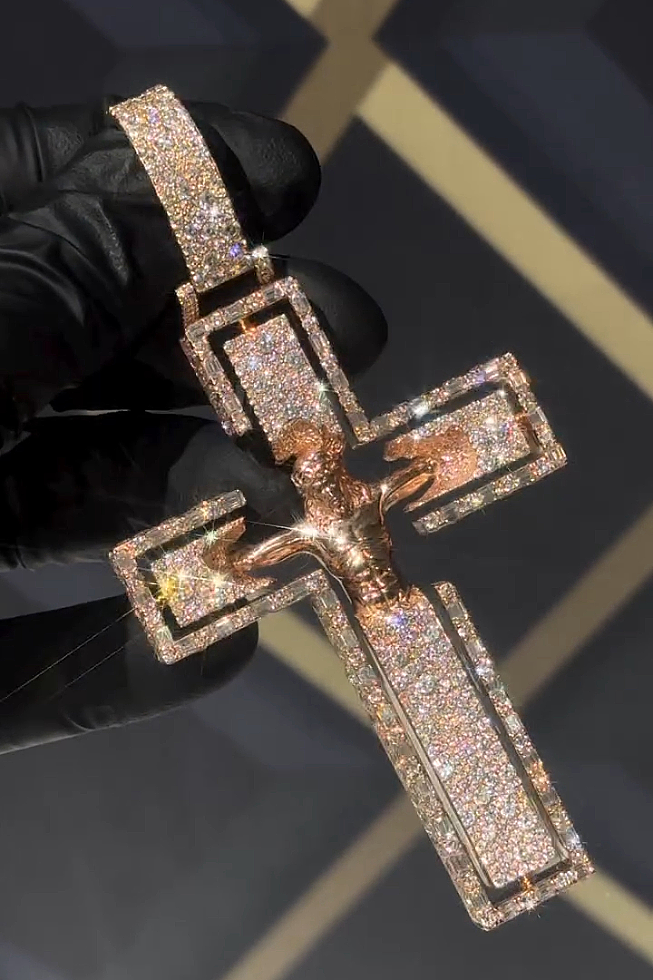 Moissanite Open Frame Crucifix Pendant