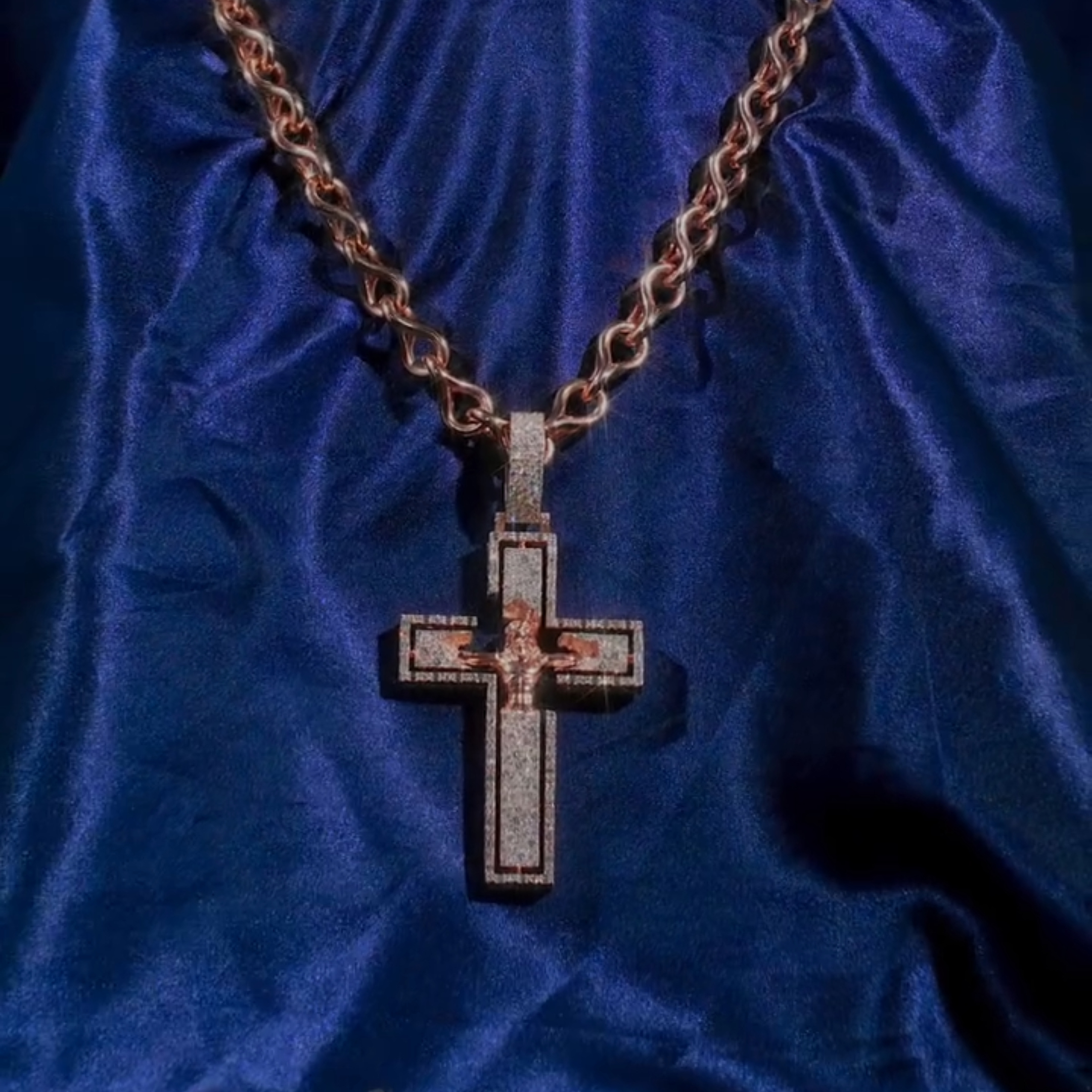 Moissanite Open Frame Crucifix Pendant