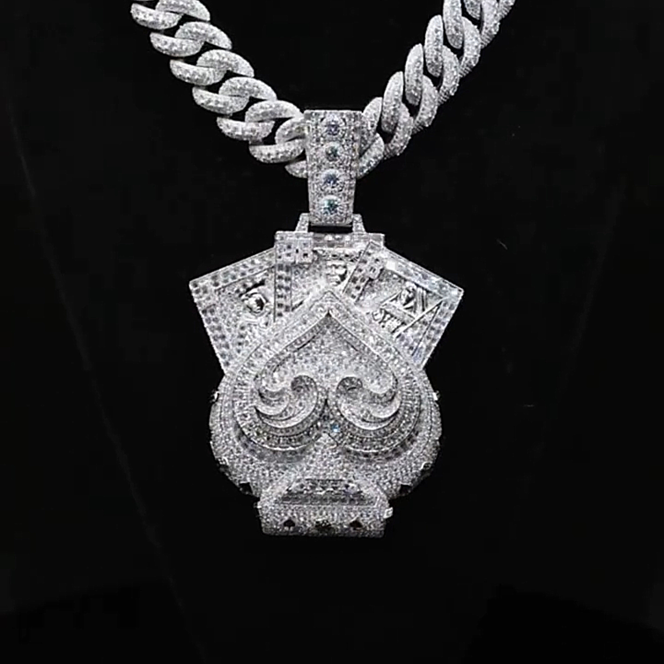 Moissanite Ace of Spades Playing Card Pendant