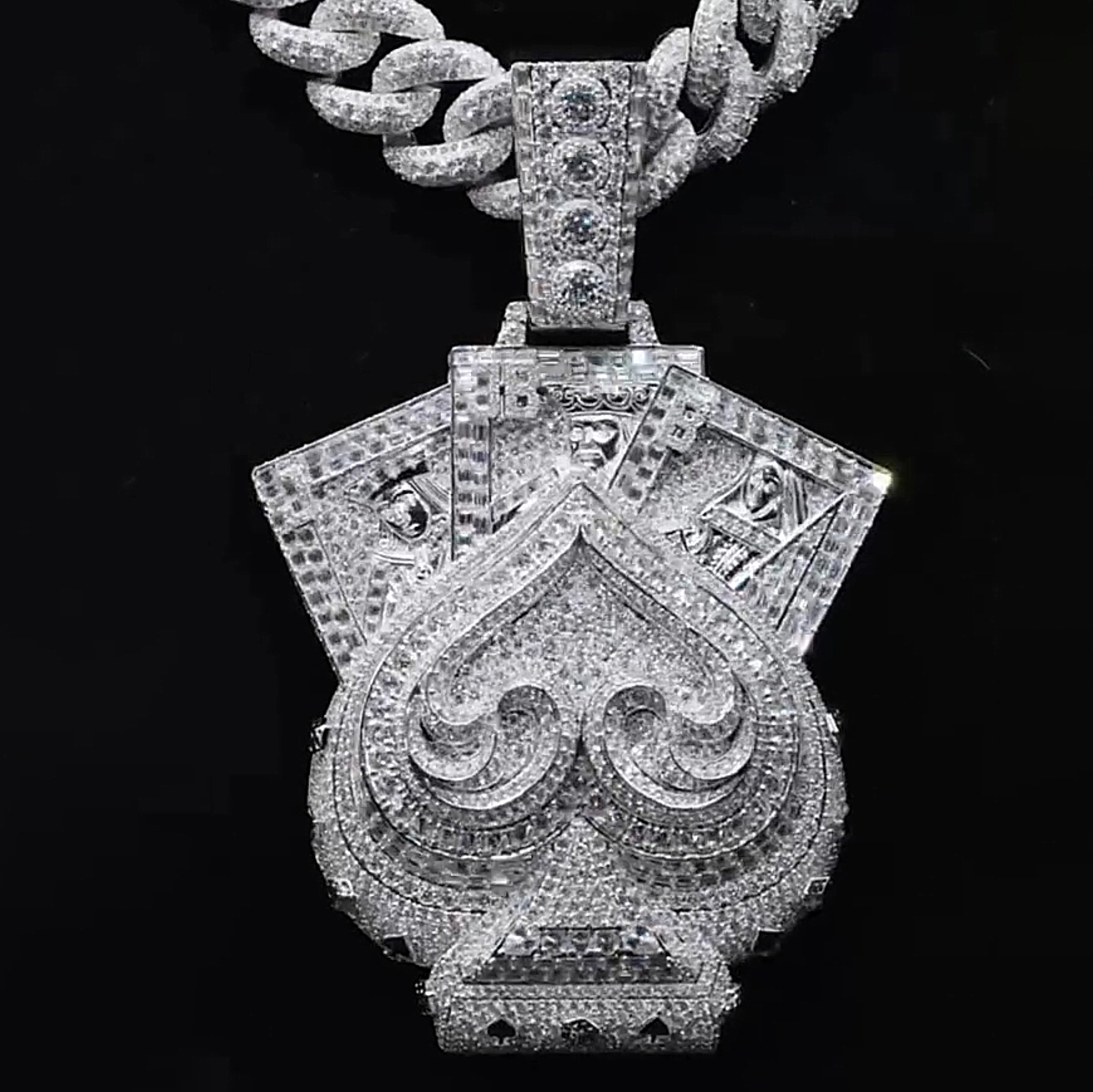 Moissanite Ace of Spades Playing Card Pendant